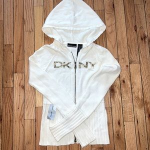 DKNY Jeans white womens hooded sweater